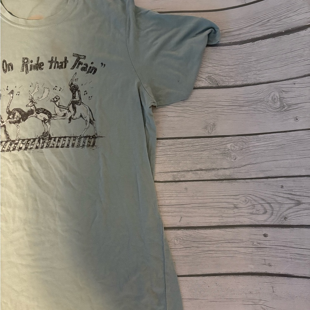 Mr P’s tees “c’mon ride that train” Tee in Light green - Picture 3 of 5